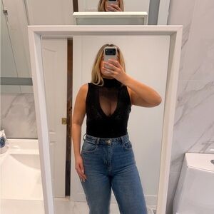 Guess Black Sheer Bodysuit